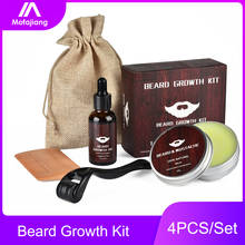 Kit de aceite para el crecimiento de la barba para hombres, rodillo Derma 540 de titanio, bálsamo para bigote, cepillo de madera para regalo, suero Mezoroller, cuidado de Barbe, 5 unids/lote 2024 - compra barato