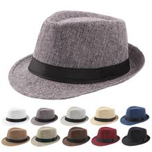 Chapéu de feltro masculino, chapéu tipo panamá de cor sólida e de verão para praia 2024 - compre barato