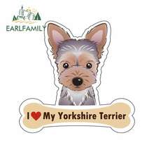 EARLFAMILY 13cm x 12.6cm Car Styling Dog Bone Sticker I Love My Yorkshire Terrier Car Sign Puppy Decal Vinyl Car Stickers 2024 - buy cheap