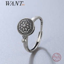 Anel de prata esterlina 925 wantme, joia vintage gótica om mantra com roda de oração budista 2024 - compre barato