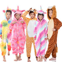 Flanela meninos kigurumi pijamas meninas unicornio crianças inverno quente unicornio macacões crianças roupas para inverno cosplay 2024 - compre barato