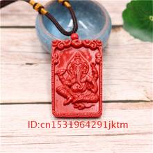 Collar con colgante tallado de elefante para hombre y mujer, joyería con amuleto de Dios chino, a la moda, de color rojo Natural 2024 - compra barato
