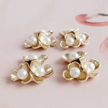 10 PCS Metal Flower 32*36mm Imitation Pearl Diy Hair Accessories Handmade Jewelry Making Components 2024 - buy cheap