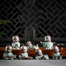 Статуэтки и миниатюры, украшение для гостиной в стиле Дзен с изображением монаха, чая, микро-ландшафта Geyao, домашний декор, керамические украшения 2024 - купить недорого
