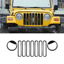 for Jeep Wrangler TJ 1997-2006 Front Grille Insert Grill Cover Trim Decoration Head Light Lamp Hoods Car External Styling ABS 2024 - buy cheap