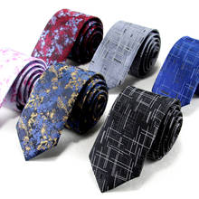 Gravata geométrica masculina, gravata fina de 6cm para homens em poliéster, para festa de casamento 2024 - compre barato