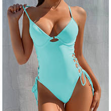 Bañador Sexy de realce para mujer, traje de baño de una pieza Con aros, con relleno, Monokini, 5 colores 2024 - compra barato