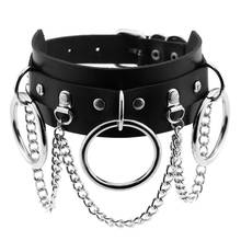 Harajuku Sexy Metal Round Punk Leather Choker Necklace For Women Chains Statement Gothic Necklaces Club Party festival Jewelry 2024 - купить недорого