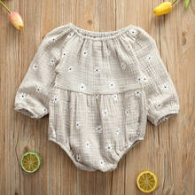 0-24M Newborn Cotton Linen Romper Infant Baby Girl Floral Long Sleeve Romper Toddler Baby Clothes Outfit Playsuit 2024 - buy cheap