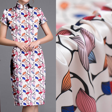 19mm Digital Printed Silk Stretch Satin Fabric 108cm Soft Breathable Cheongsam Dress Fabrics Wholesale Cloth Per Meter Sewing 2024 - buy cheap