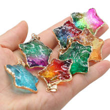 Pingente de cristal natural estrelas bonitas colorido cristal de quartzo encantos para mulheres jóias fazendo diy brincos colar tamanho 30-38mm 2024 - compre barato