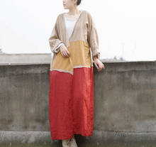 Gabardina feminina folgada, primavera outono patchwork rami casaco longo feminino justo 2024 - compre barato