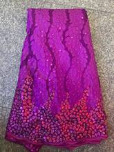 Nueva tela de encaje africano 2019 cordón francés tela de encaje bordado de tul nigeriano tela de encaje con lentejuelas para vestido de fiesta de boda 2024 - compra barato