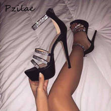 Pzilae Summer sexy gladiator buckle platform sandals fashion crystal platform heels sandals women summer zipper high heels shoes 2024 - buy cheap
