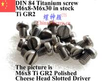 DIN 84 M6 Titanium screws M6x8 M6x10 M6x25 M6x30 Slotted Driver Ti GR2 Polished 2024 - buy cheap