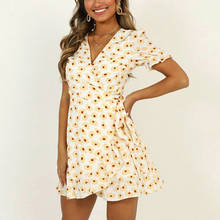 Summer Dress 2020 Boho Style Beach Dress Fashion Short Sleeve V-neck Polka Print A-line Party Dress Sundress Vestidos Fashion 2024 - buy cheap