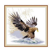 Pinturas decorativas de animais águia contagem, impressão em tela diy dmc 14ct 11ct ponto cruz bordado kits de bordado 2024 - compre barato