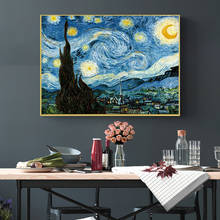 Van gogh noite estrelada famoso reproduções impressionista paisagem arte da parede quadros em tela decoração para casa cuadros 2024 - compre barato