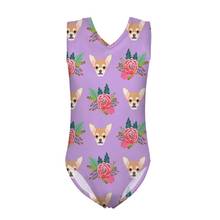 Hicool cão floral chihuahua padrão uma peça terno para crianças da escola meninas verão maiôs crianças beach wear trajes de banho 2024 - compre barato