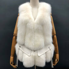 Colete feminino sem mangas para outono, veste feminina de pele de raposa macia e luxuosa de cano curto para inverno 2024 - compre barato