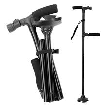 Foldable Walking Sticks Cane Aluminum Alloy Camping Hiking Trekking T-Handlebar Walking Poles Telescopic Stick with LED Light 2024 - buy cheap