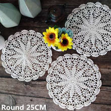 25CM Round Retro Cotton Table Dining Mat Kitchen Handmade Crochet Flowers Floral Pattern Placemat Cloth Glass Coaster Drink Pad 2024 - buy cheap