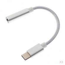 3 peças USB-C tipo c a 3.5mm adaptador fone de ouvido jack cabo áudio prata 2024 - compre barato