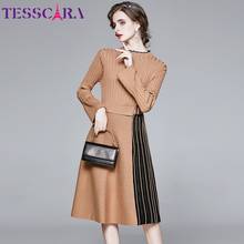 TESSCARA Women Autumn Winter Elegant Sweater Dress Festa High Quality Knitted Party Robe Femme Vintage Designer Casual Vestidos 2024 - buy cheap