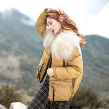 Fashion Winter big real sheep fur collar warm fluffy down coat female bread style down parkas warm down jackets F2178 dropship 2024 - buy cheap