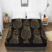 Lençol de cama com faixa elástica, lençol 90x200 160x200 135x200, estampado em 3d, abacaxi preto 2024 - compre barato