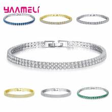 Women Rhinestone Bracelets Dazzling 925 Sterling Silver Cubic Zircon Cuff Bangle Jewelry for Wedding Engagement Ornaments 2024 - buy cheap