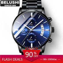 Reloj de pulsera deportivo para hombre, cronógrafo de cuarzo, resistente al agua, de acero completo, color azul y negro 2024 - compra barato