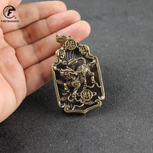Antique Copper Chinese Beast Qi Lin Big Pendant Necklace Ancient Animal Lucky Kirin Chinese Letter Blessing Birthday Present 2024 - buy cheap