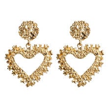 Hello Miss Fashion personality exaggerated metal pendant earrings simple heart-shaped embossed earrings new women's earrings 2024 - buy cheap