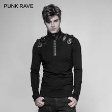 PUNK RAVE New Punk Rock Personality Uniform Men Long-Sleeved T-Shirt Gothic Steampunk Motocycle Casual Street Cool Tops 2024 - buy cheap