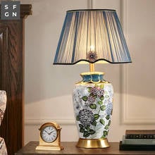 Copper table lamp bedside lamp Jingdezhen ceramic lamp generous luxury table lamps for living room decorated Bedroom led lamps 2024 - buy cheap