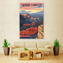 Póster de viaje del Parque Nacional del Gran Cañón, vista de la puesta de sol del Gran Cañón, lienzo impreso, pintura, arte de pared, decoración 2024 - compra barato