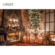 Laeacco casa vintage, velas para iluminação de lareira, árvore de natal, fotografia, fundos fotográficos, ano novo 2024 - compre barato