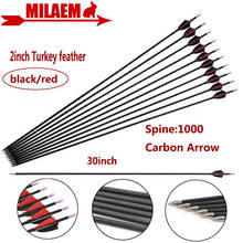 6/12pcs 30inch Archery Carbon Arrow Spine 1000 ID4.2mm Composite Carbon Fiber 2inch Turkey Feather Hunting Shooting Accessories 2024 - buy cheap