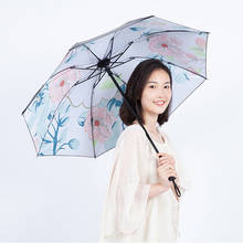 Yada-guarda-chuva feminino dobrável com flores, protetor à prova d'água, guarda-chuva de princesa para mulheres, modelo 200039 2024 - compre barato
