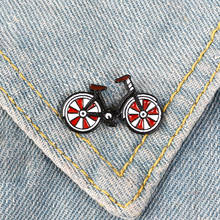 Bicicleta vermelha esmalte pino dos desenhos animados bicicleta emblema broche lapela pino denim jeans saco camisa colar legal jóias presente para crianças amigos 2024 - compre barato