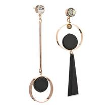 Korean Fashion Asymmetric AB Version Circle Exaggerated Long Earrings Crystal Metal Drop Earrings Women's Jewelry 2024 - buy cheap