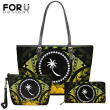 FORUDESIGNS 3Pcs Chuuk Polynesian Hibiscus Women's Bag 2021 Female PU Leather Handbags Vintage Shoulder Bag Clutch Causal Purse 2024 - buy cheap