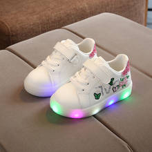 Size 21-30 Children LED Sneakers Kids Shoes for Little Girls Princess Sneakers Butterfly Glowing Lighted Shoes for Baby Girls 2024 - buy cheap