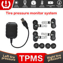 Monitor de pressão de pneu de carro tpms, com sensores internos e externos, usb, sistema de alarme de monitoramento tpms, transmissão de 5v 2024 - compre barato