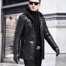 2020 New Men's Genuine Leather Jacket Hooded Vintage 100% Sheepskin Coat Autumn Winter Real Leather Jackets 135-1 J3118 2024 - buy cheap