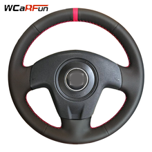 WCaRFun-Funda de cuero Artificial para volante de coche, cosida a mano, color negro, para Seat Ibiza 2004 2006 2024 - compra barato