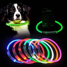 Светодиодный ошейник для собак Ночная безопасность мигающий светящийся ошейник для собак ночные ошейники для собак светящийся USB перезаряжаемый светящийся ошейник для домашних животных # F 2024 - купить недорого