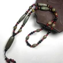 La naturaleza tibetana abalorio Dzi amuleto 9 ojos colgante de Calcedonia Mala collar 3 ojos talismán 2024 - compra barato