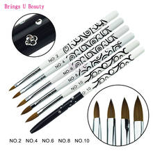 1pc No. 2/4/6/8/10 Kolinsky Sable Acrylic Nail Art Brush With Protection Cap UV Gel Builder Carving Pen Acrylic Liquid Powder 2024 - buy cheap